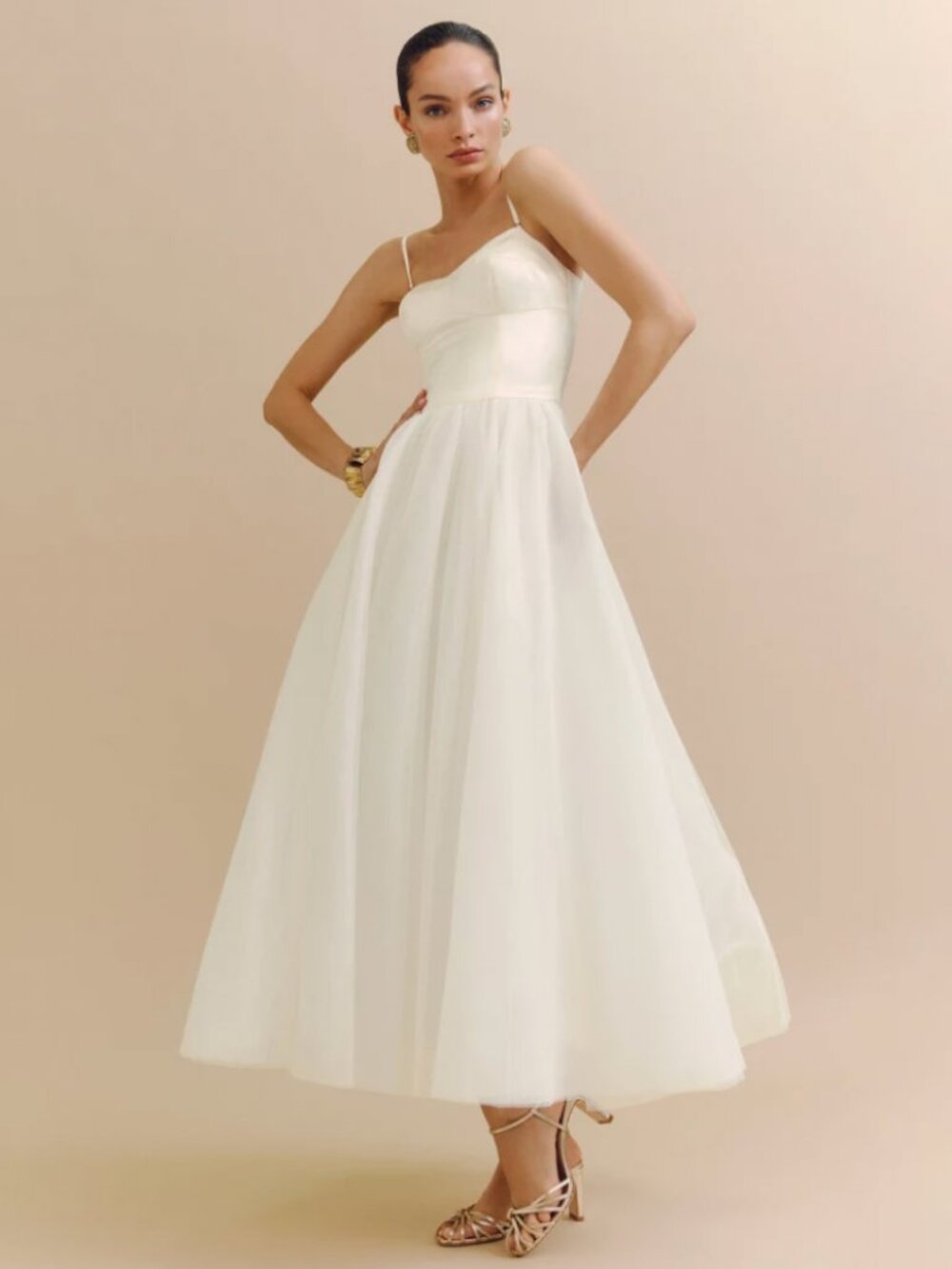 NWT Reformation Alouette Tulle Dress in Fior Di Latte Size 6